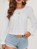 Hollow Out Long Sleeve Casual Top