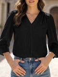 V Neck Office 3/4 Sleeve Shirt