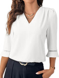 V Neck Office 3/4 Sleeve Shirt