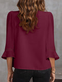 V Neck Office 3/4 Sleeve Shirt