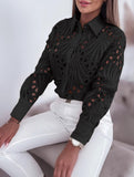 Lace Hollow Long Sleeve Shirt