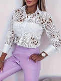 Lace Hollow Long Sleeve Shirt