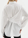 Lapel Button Tie Waist Slim Shirt