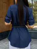 Solid Polo Button Cardigan Shirt