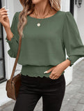 Plus Size Lantern Sleeve Blouse