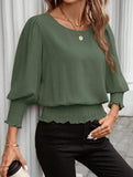 Plus Size Lantern Sleeve Blouse