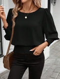 Plus Size Lantern Sleeve Blouse
