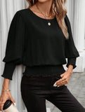 Plus Size Lantern Sleeve Blouse