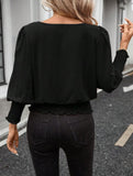 Plus Size Lantern Sleeve Blouse