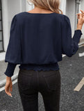 Plus Size Lantern Sleeve Blouse