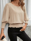 Plus Size Lantern Sleeve Blouse