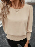 Plus Size Lantern Sleeve Blouse