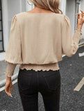 Plus Size Lantern Sleeve Blouse