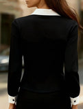 Contrast Lapel Long Sleeve Shirt