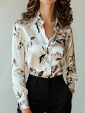Satin Ink Print Lapel Shirt