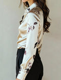 Satin Ink Print Lapel Shirt
