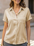 Solid Short Sleeve Lapel Shirt