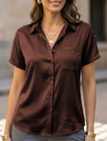Solid Short Sleeve Lapel Shirt