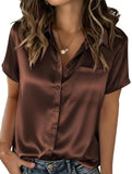 Solid Short Sleeve Lapel Shirt