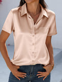 Solid Short Sleeve Lapel Shirt
