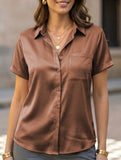Solid Short Sleeve Lapel Shirt