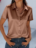 Solid Short Sleeve Lapel Shirt