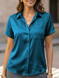 Solid Short Sleeve Lapel Shirt