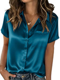 Solid Short Sleeve Lapel Shirt