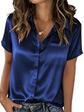 Solid Short Sleeve Lapel Shirt