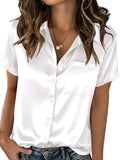 Solid Short Sleeve Lapel Shirt