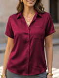 Solid Short Sleeve Lapel Shirt