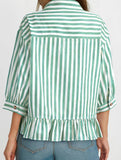 Stripe Button 3 4 Sleeve Shirt