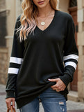 WOMEN OVERSIZED BOYFRIEND V NECK PULLOVER