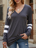 WOMEN OVERSIZED BOYFRIEND V NECK PULLOVER
