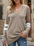 WOMEN OVERSIZED BOYFRIEND V NECK PULLOVER