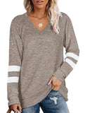 WOMEN OVERSIZED BOYFRIEND V NECK PULLOVER