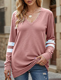 WOMEN OVERSIZED BOYFRIEND V NECK PULLOVER