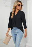 Women Eyelet Collared 3/4 Sleeved Blouse Top_Cwtstl0357