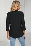 Women Eyelet Collared 3/4 Sleeved Blouse Top_Cwtstl0357