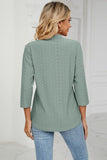 Women Eyelet Collared 3/4 Sleeved Blouse Top_Cwtstl0357