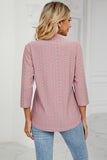 Women Eyelet Collared 3/4 Sleeved Blouse Top_Cwtstl0357