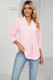 Women Eyelet Collared 3/4 Sleeved Blouse Top_Cwtstl0357