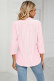 Women Eyelet Collared 3/4 Sleeved Blouse Top_Cwtstl0357
