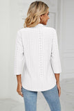Women Eyelet Collared 3/4 Sleeved Blouse Top_Cwtstl0357