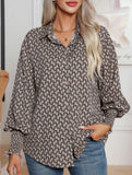 WOMEN'S SHIRT WITH PRINTED LANTERN SLEEVES