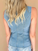 Denim Vest Casual Sleeveless Single-Breasted Top