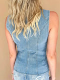 Denim Vest Casual Sleeveless Single-Breasted Top