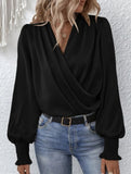 V-neck with lantern sleeves temperament shirt