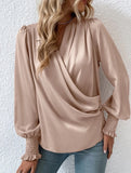 V-neck with lantern sleeves temperament shirt