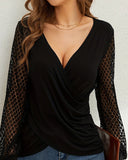 FRENCH PATCHWORK LACE LANTERN SLEEVE T-SHIRT